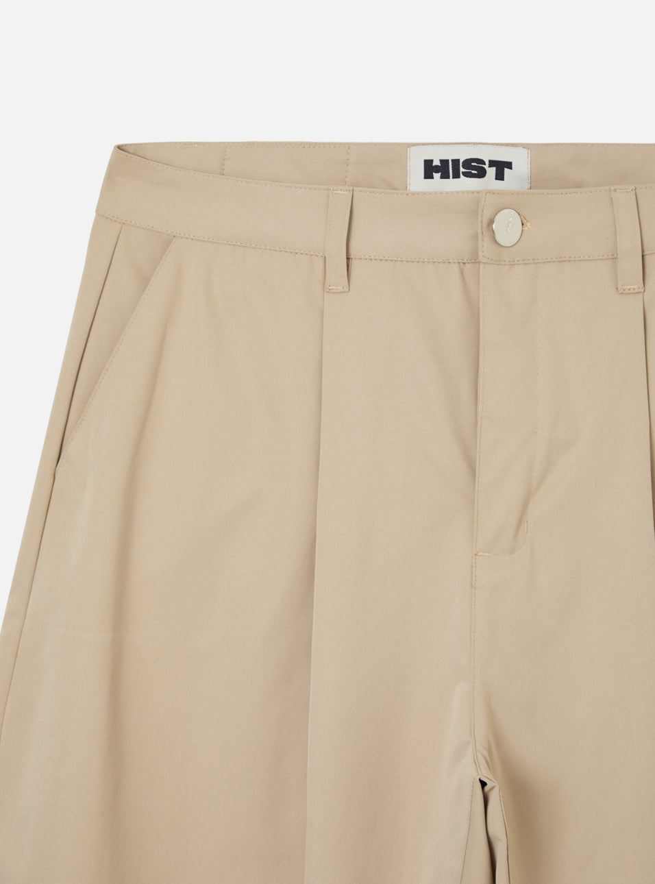 Calça de Alfaiataria Oval Bege HIST, detalhe da peça