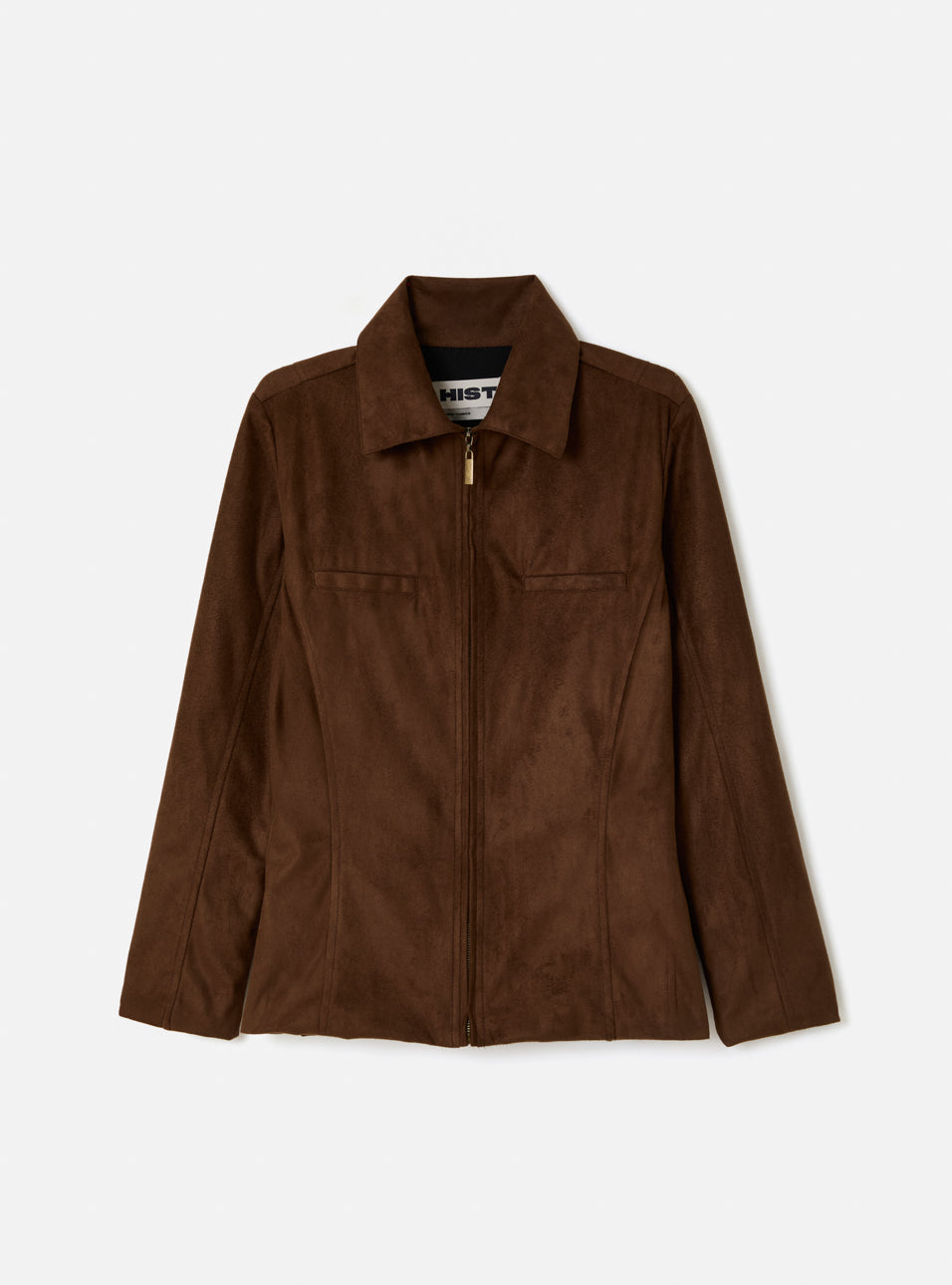 Blusa de suede manga longa marrom HIST, vista frontal